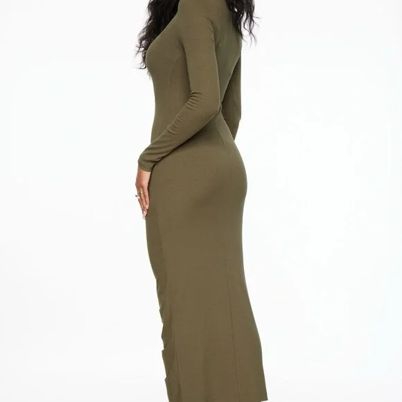 Dynamite Ruched Ribbed Long Sleeve Dress - Picture 2 of 4